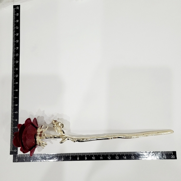 Brand New Gold Tone Red Rose Hair Pin - Picture 8 of 8